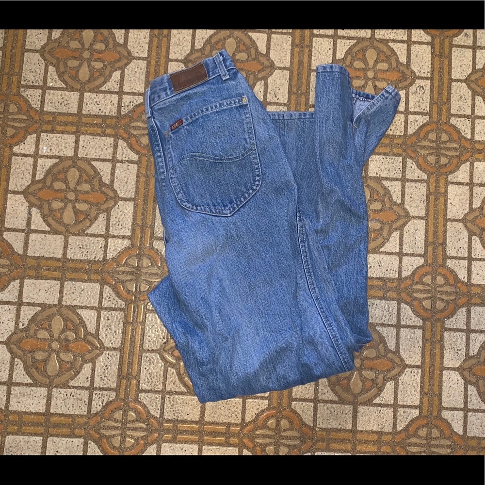 High waisted jeans with ankle slit